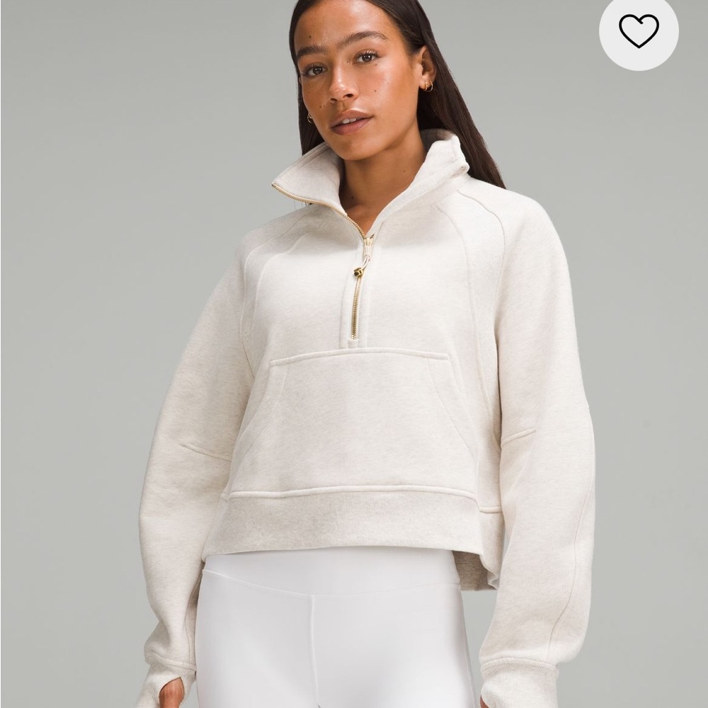 Scuba Oversized Funnel-Neck Half Zip Heathered Bone Gold Zip XL/XXL